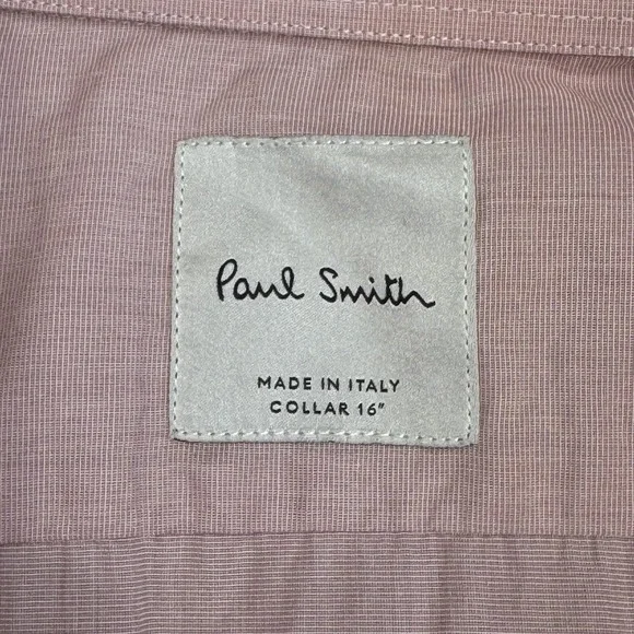 Paul Smith Shirt Mens 16 Pink Long‎ Sleeve Made in Italy Artist Stripe Cuffs